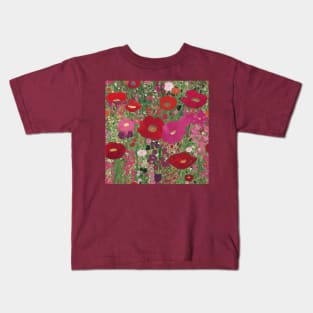 Red and Pink Flower Garden Kids T-Shirt